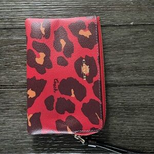 Coach leopard Print Wristlet Wallet